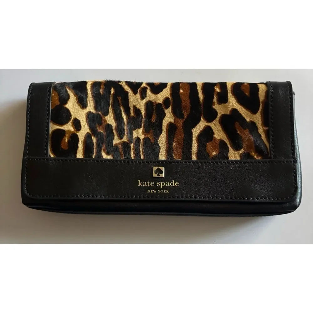 KATE SPADE LEATHER PERRI LANE HAIRCALF KEIRA CLUTCH